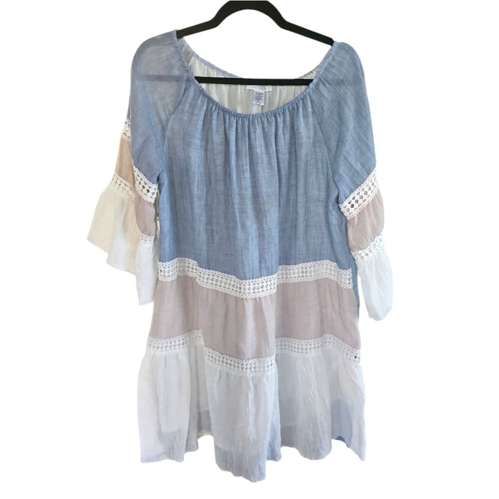Vasna Lightweight Color Block Flowy Bell Sleeved Dress Size Medium